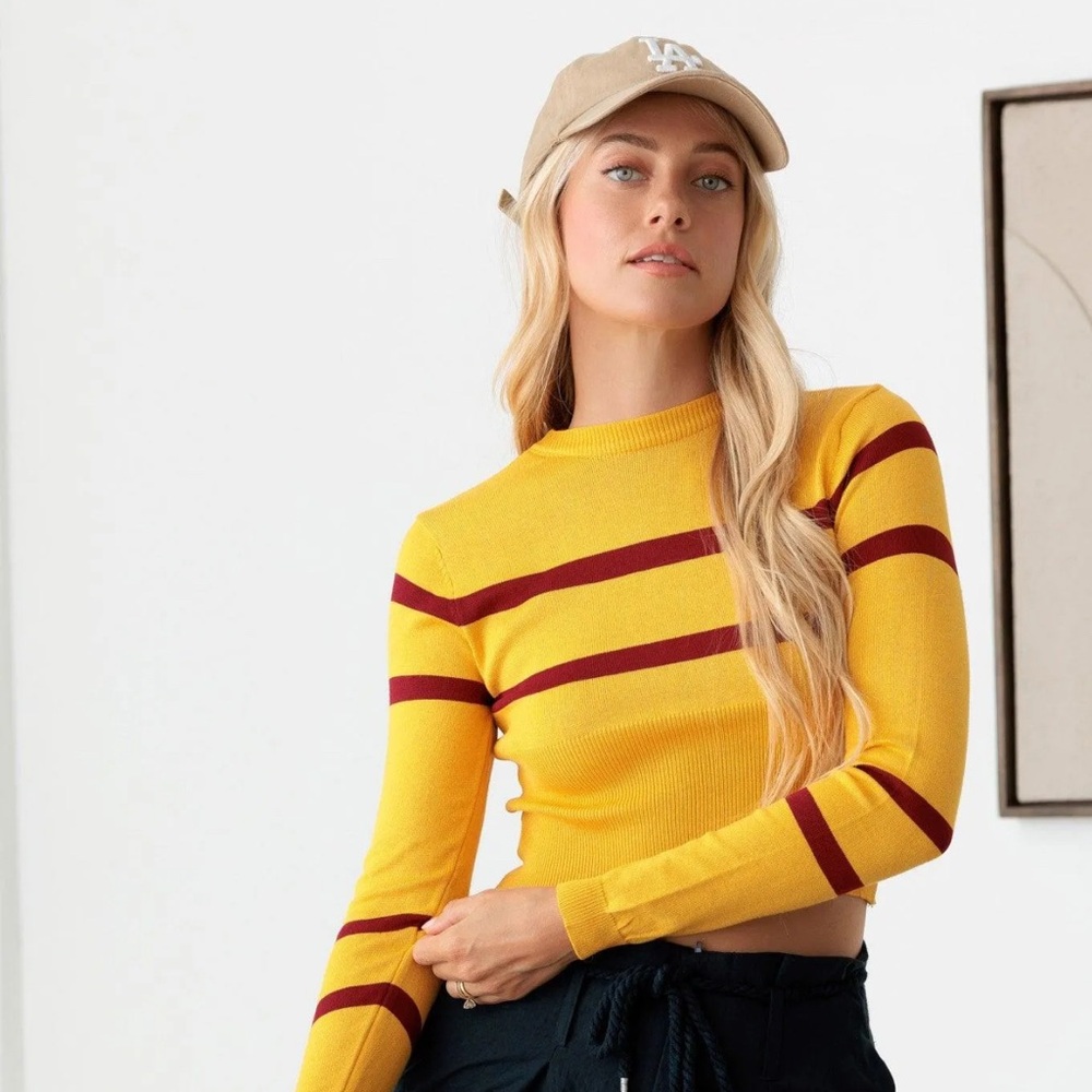 Fitted Crop Top Sweater Yellow Size S/XS